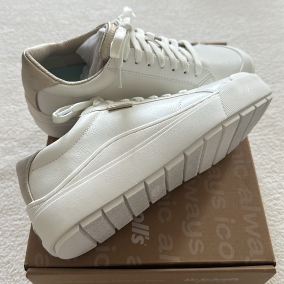Women's platform Off White and Gold Sneakers size 7 New! - Picture 4 of 8